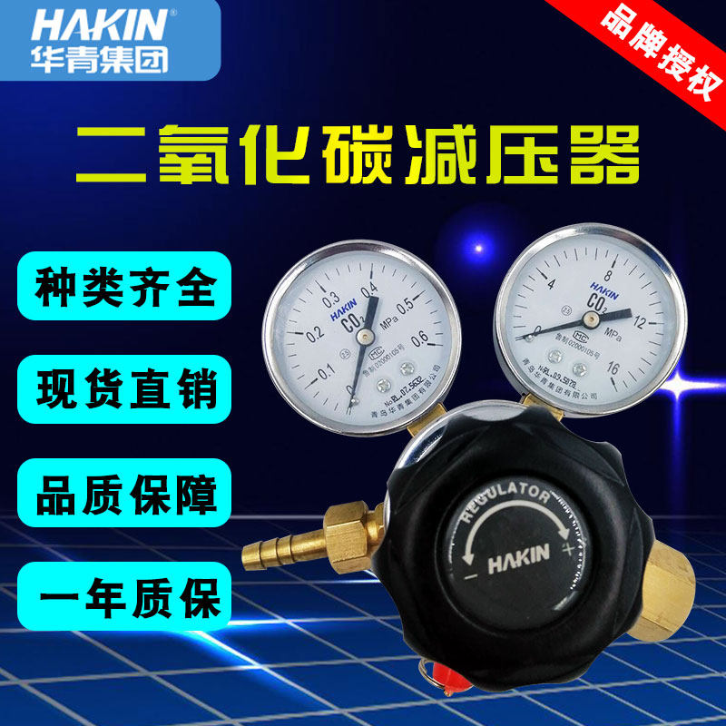 青岛华青 二氧铜全减压器CO2碳化压力表调节阀YQT03双表头减压表