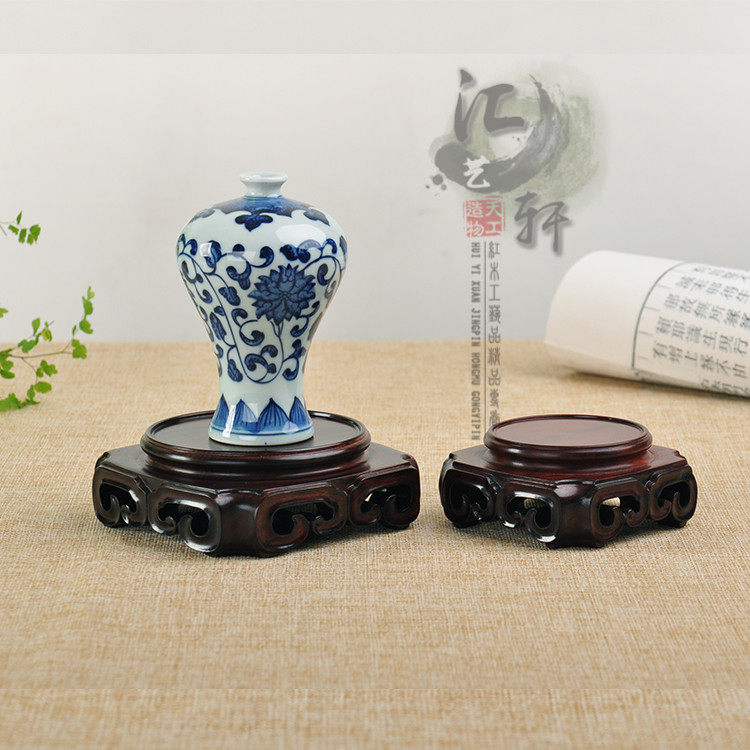 红木实花酸枝玉器景炉摆件底座茶壶底座奇石玉器木瓶盆香底座