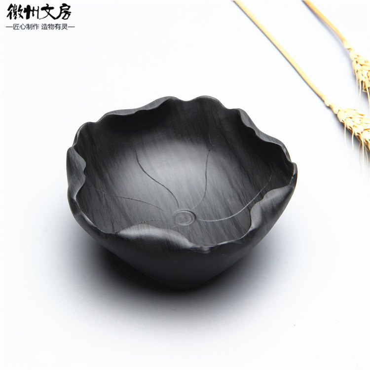 小荷田田匠房墨海水文墨池天然原石砚台茶洗书房茶室摆件盂心制作