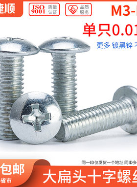 M3M4M5M6 4.8级大扁头螺丝镀锌大头十字螺钉大帽/蘑菇头螺丝 6L