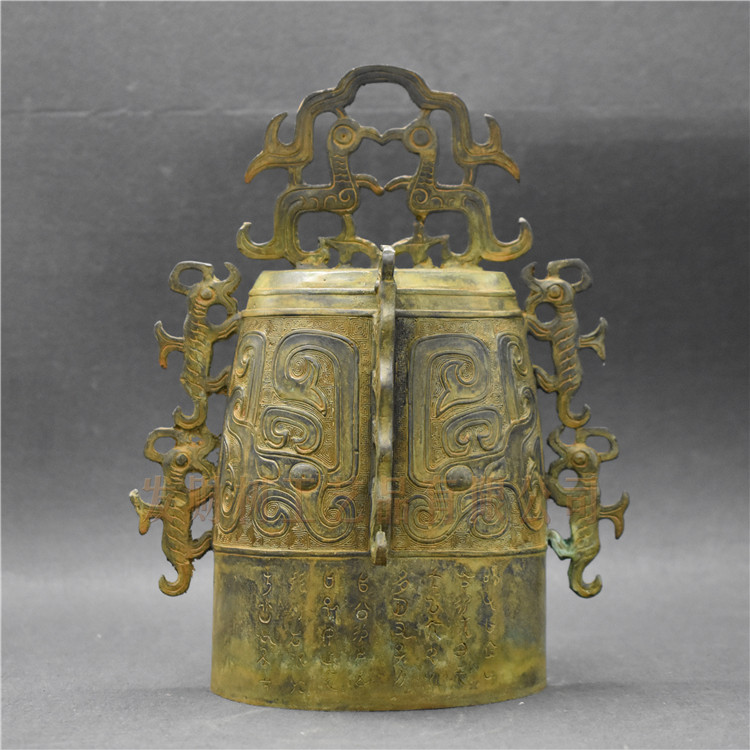 青铜器仿古乐件商周四虎编钟青饰单钟古代摆器酒店开业装铜铜摆件