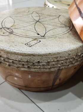 罗冬元8寸10寸水牛皮单面盆鼓单皮鼓边鼓半堂鼓道士鼓 扁鼓竹钉鼓