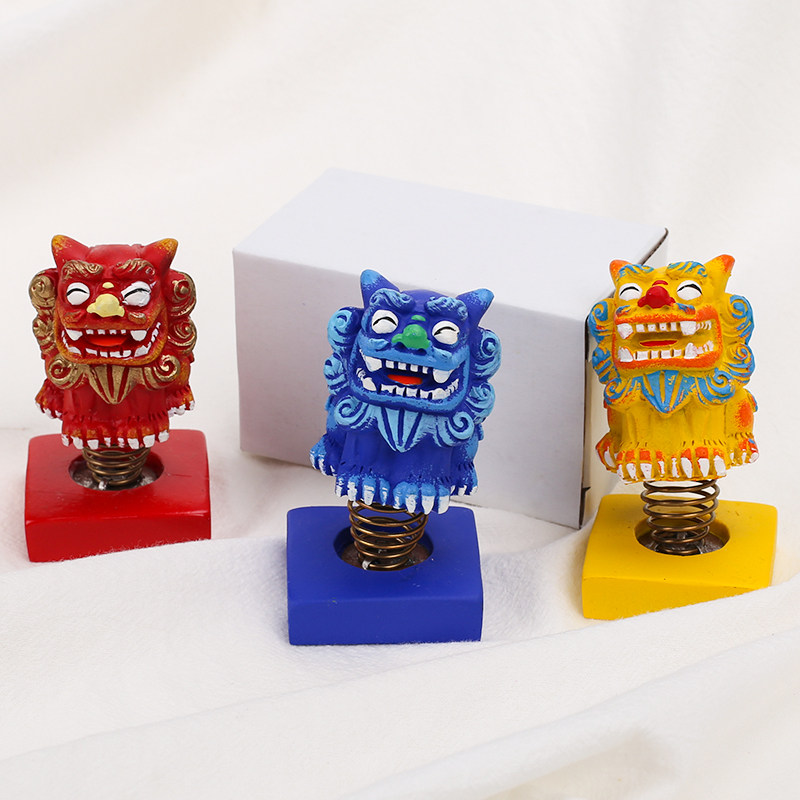 喜狮三百摇头狮子开运招福吉祥平安车载客厅桌面摆件呆萌礼品
