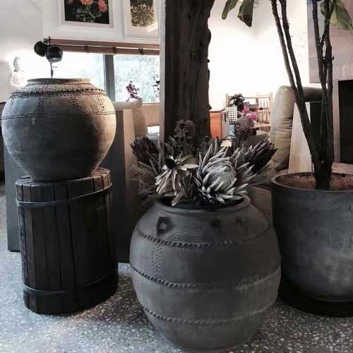 翁缸陶土缸装饰个性陶器复古花器仿古花盆土陶瓦缸艺术花盆陶罐