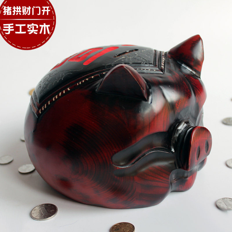 生肖福猪仔存钱罐大号木质动物储蓄罐家居摆件储钱罐年货创意礼品