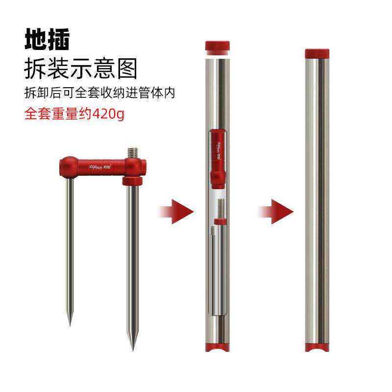 拓世多功能加长地插便携式炮台支架竿支架饵盘架杆/不锈钢图片