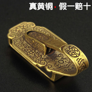 创意礼品纯黄铜实心花纹钥匙扣满文古代衙门通行手工礼物情侣礼品