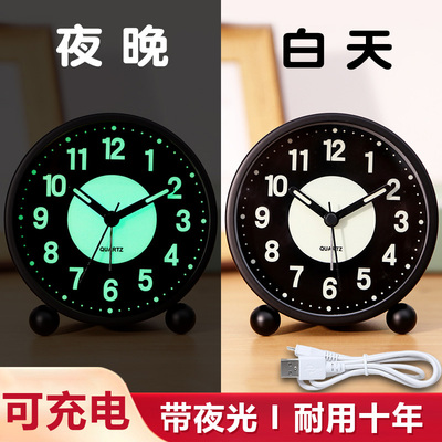 夜光小闹钟学生用儿童床头电子时钟表钟面创意个性懒人闹铃大音量