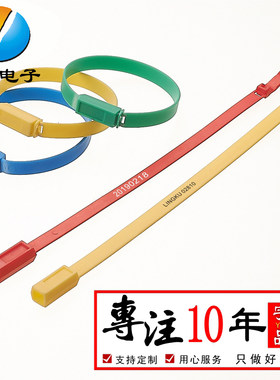 防盗对插式塑料封条集装箱货柜车施封锁铅封扎带印LOGO  210mm100