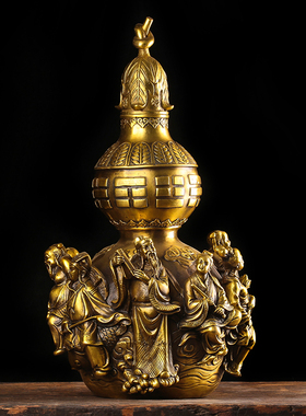 速发纯黄铜八仙葫芦摆葫 镇宅纳吉增夫情缘 八仙过海开口件芦