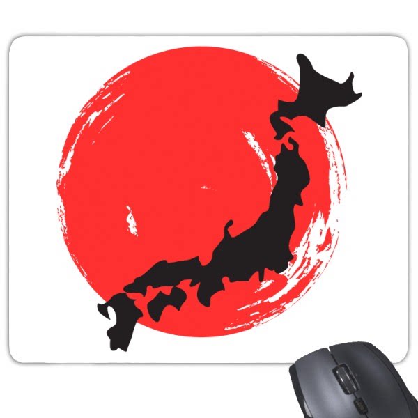 和风艺术日本文化国旗红黑地图抽象图案游戏防滑橡胶鼠标垫礼物图片