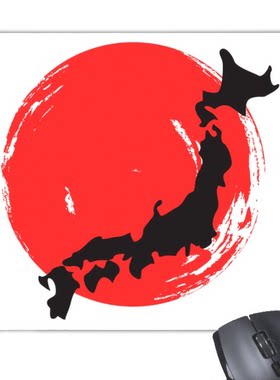 和风艺术日本文化国旗红黑地图抽象图案游戏防滑橡胶鼠标垫礼物