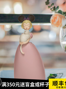 可米生活白夜童话新品薄云的猫创意客厅装饰摆件雕塑艺术品礼品