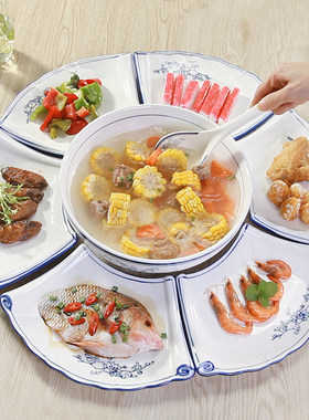 年夜饭网红盘子陶瓷组合拼盘酒店家宴聚会餐具P套装家用扇形盘菜