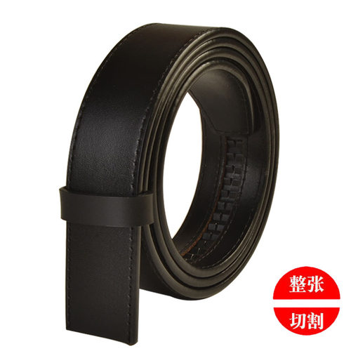 男无头皮带条有牙自动扣车缝线青年头层J牛皮休闲真皮腰带35mm