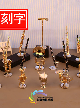 西洋管乐乐器模型小号圆号长号萨克斯长笛黑管巴松模型摆件礼物