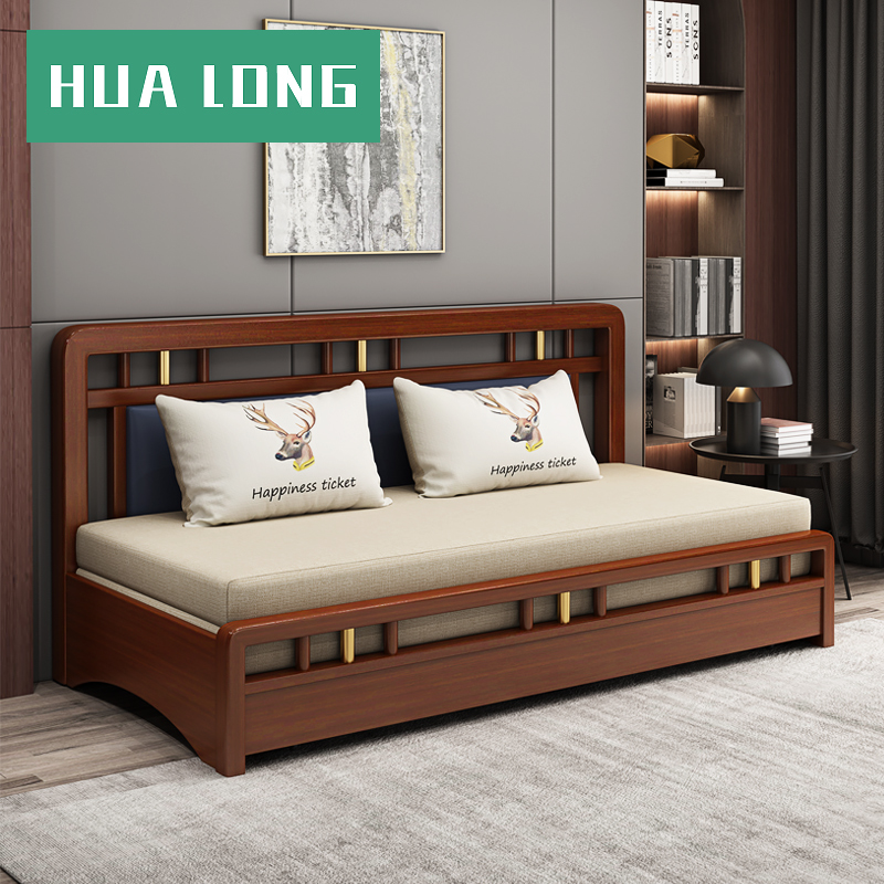 折叠沙发床客厅多功能两用实木推拉小户型沙发床可折叠双人网红款