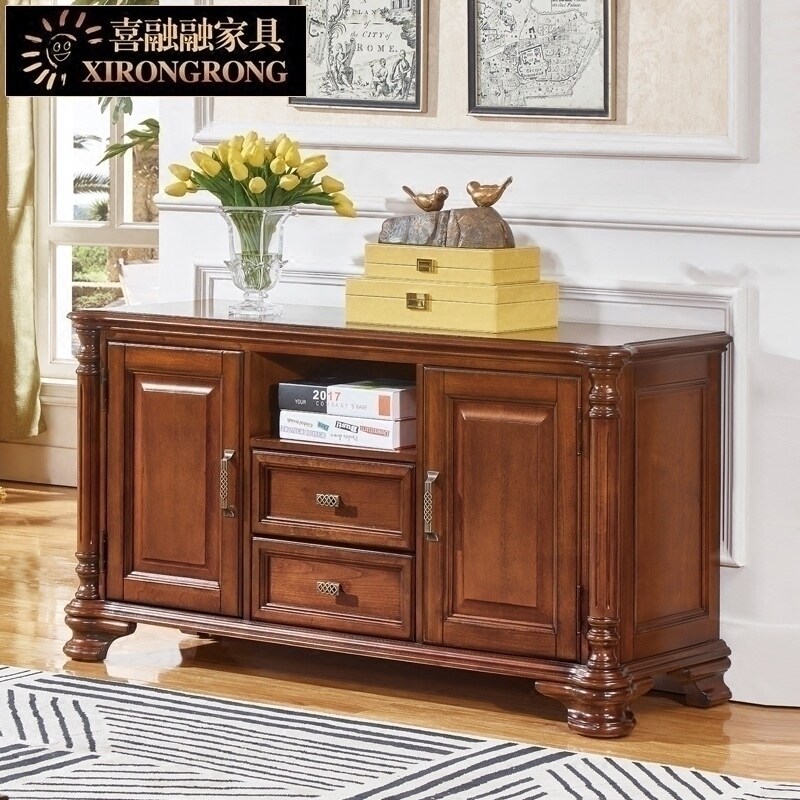 美式实木小电视柜卧室欧式小户型储物柜家用小型边柜房间主卧高柜,住宅家具,电视柜,淘宝优惠券,粉丝福利购,淘宝优惠卷