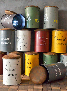 工业风餐厅候餐椅休闲吧凳子网红油桶F圆凳子酒吧奶茶店个性软装