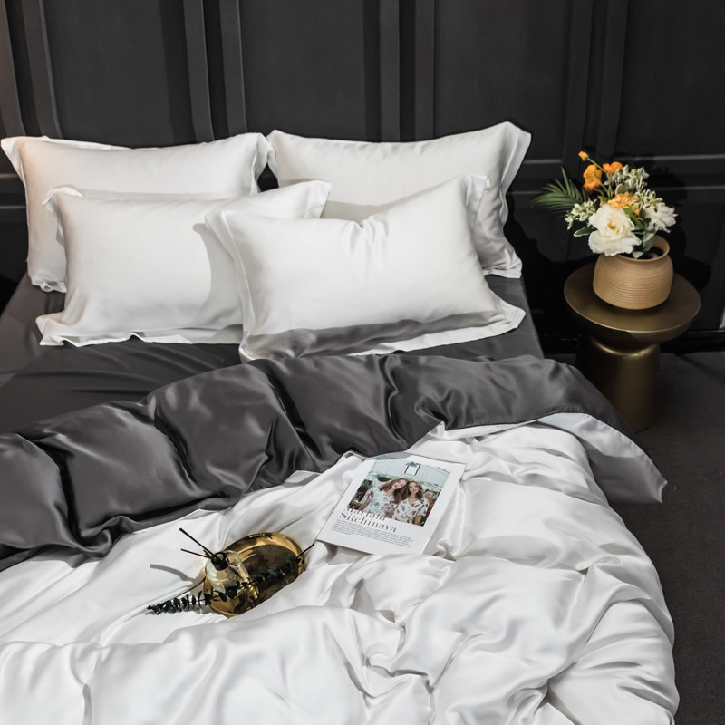 60支双面天丝被套四件套冰丝绸缎欧式凉爽丝滑床上用品夏天季裸睡