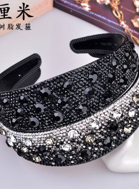 发箍女水钻宽边水晶黑色发卡发箍女士头饰妈妈头卡女百搭外出