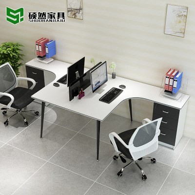 L型办公桌双人位转角员p工桌2 6人屏风卡座公司职员桌简约电脑