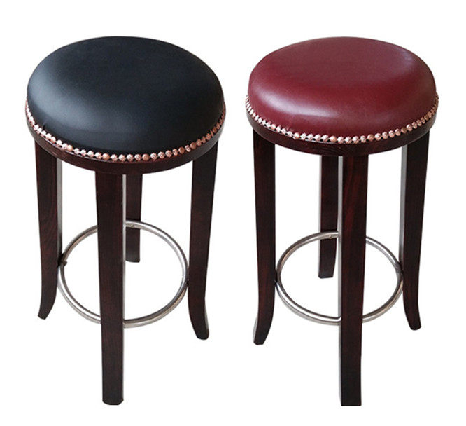 吧台椅实木酒吧高脚凳ktv凳子ktv点歌吧凳转椅欧式铁艺唱歌皮转凳