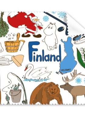 芬兰民俗国旗饮食眼镜布屏幕擦手机显示器玻璃擦清洁布