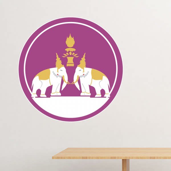 泰国传统风俗文化两只大象艺术图案墙贴纸教室房间可移除贴画车贴