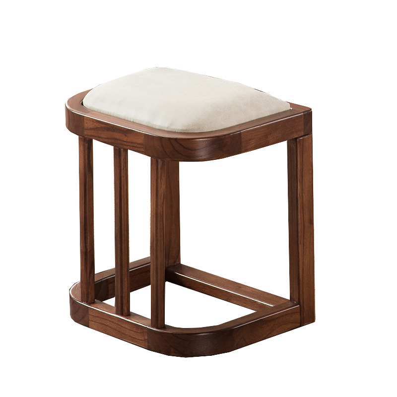 新中式全实木布凳小凳子茶桌凳金秋檀木木办公休闲凳圆角凳软座凳