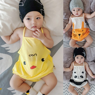 超萌网红婴儿服男宝夏装可爱薄款女宝夏天夏男吊带衣服肚兜女宝宝