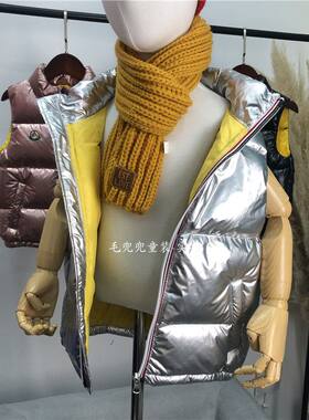 反季儿童羽绒服马甲背心宝宝外穿男童女童大童坎肩马夹银色外套