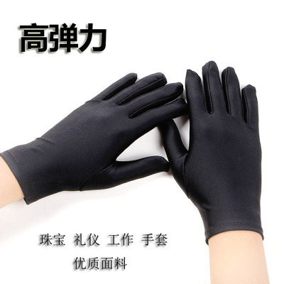 男士珠宝手d套弹力紧身黑白舞蹈表演礼仪指挥司仪手套拍照婚纱男