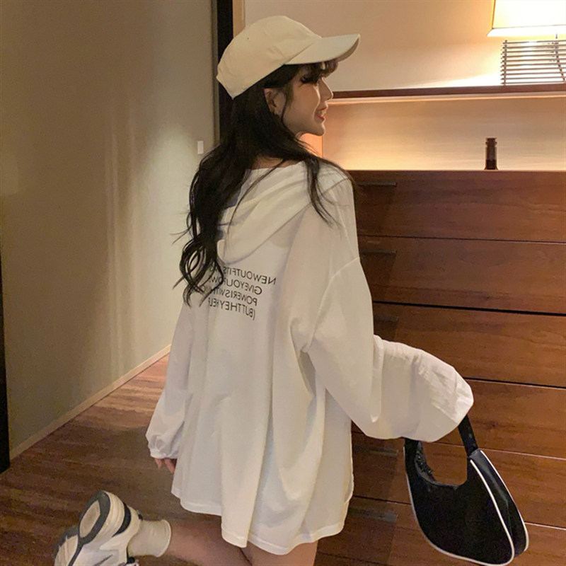 欧美超火带帽字母防晒衣女时尚潮流宽松外搭夏季开衫薄款外套女潮