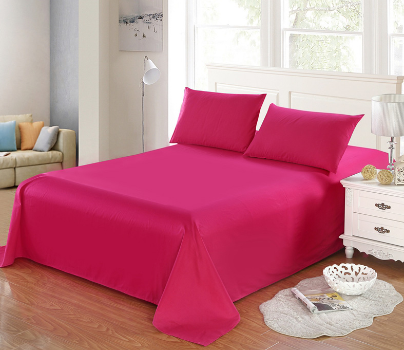 全棉四季款简约素色玫瑰红单品床单纯棉斜纹活性印染X纯色单色被