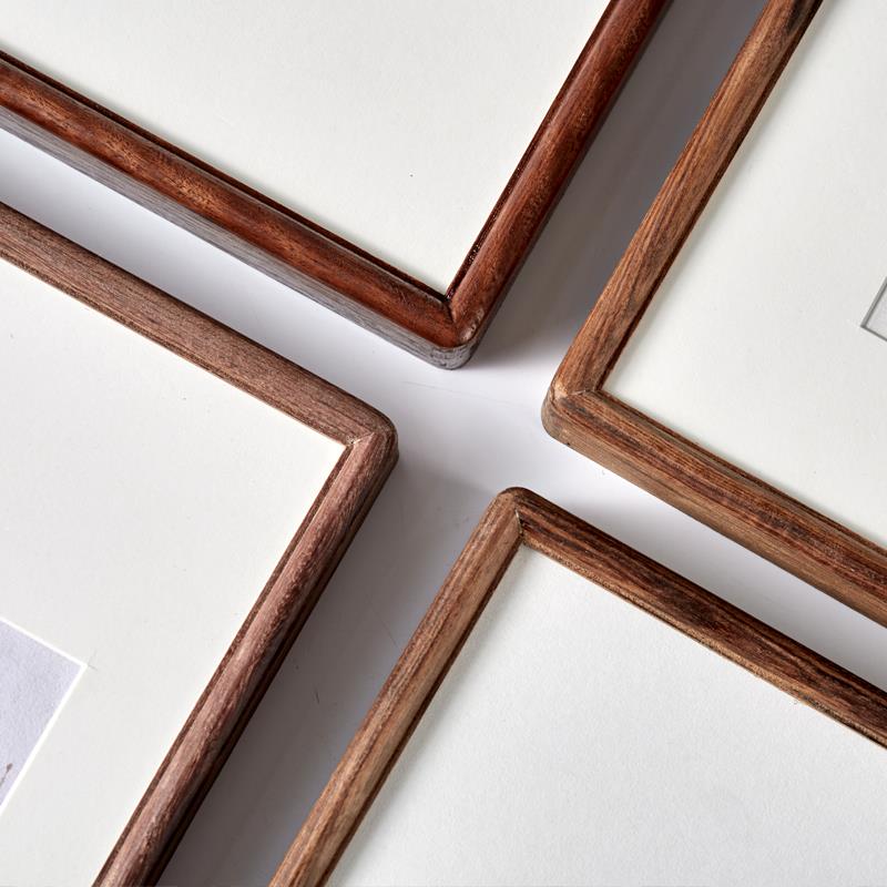 卯榫圆角框檀h木裱框字画框挂墙中式实木框裱字画正方形国画窄边