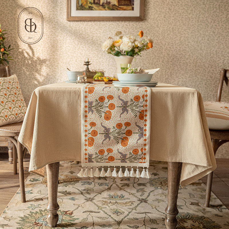 精选美式复古桌旗日式轻奢insz餐桌布北欧中式茶几边柜布盖巾维利