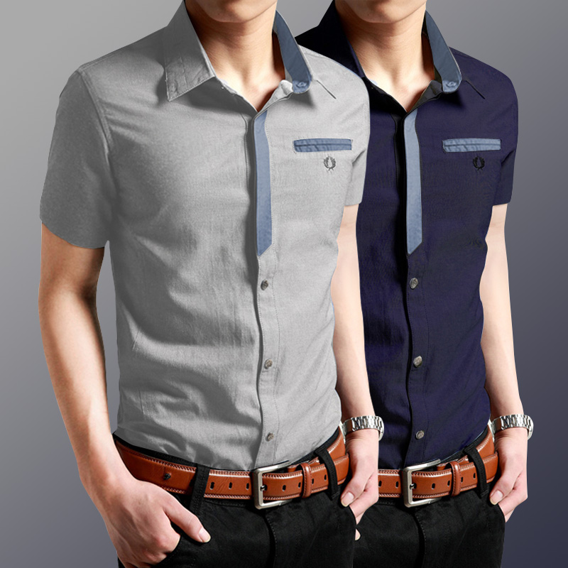 夏季短袖衬衫男商务修身职业短袖工装上班正装半袖白色男士衬衣潮
