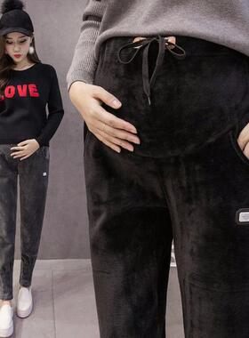 孕妇裤子秋冬外穿时m尚孕妇打底裤加绒加厚保暖长裤孕中晚期孕妇