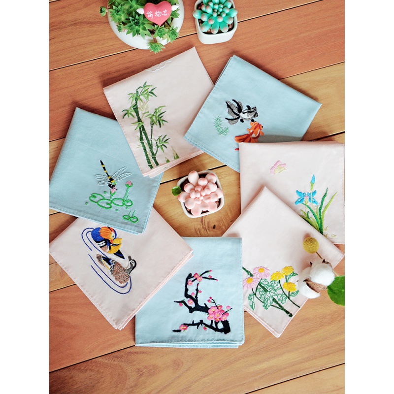 速发刺绣手帕套件手工 料包物成人初学苏绣棉手绢礼材古风送男朋