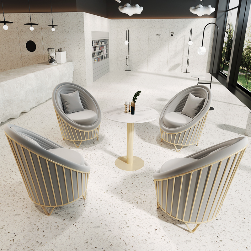 速发奶休店洽谈桌椅处合办公室会客小圆桌子茶闲售楼组部接待一桌