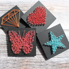 Пряжа 。钉线画小木板纱线画套装缠绕木画创线意板p手工装饰画材料包。