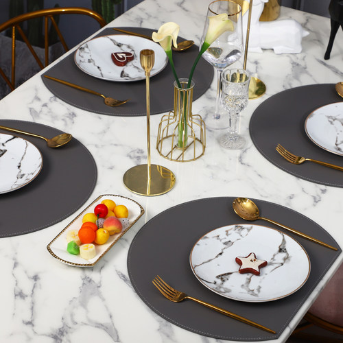 速发皮革防餐垫西热垫隔水防油长方形美式轻奢桌垫风家用学生