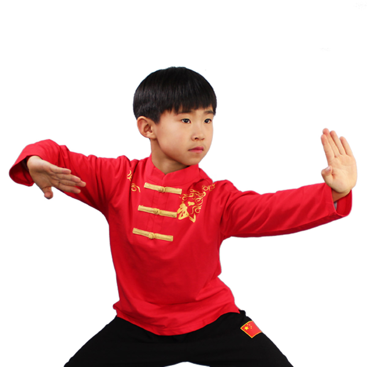 太极服装运动T恤男宽松武术T恤太极T恤中L国风儿童武术练功服夏季