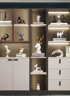 速发创意简摆简白极黑装饰约件办公室客厅玄关柜酒柜书柜家居饰品