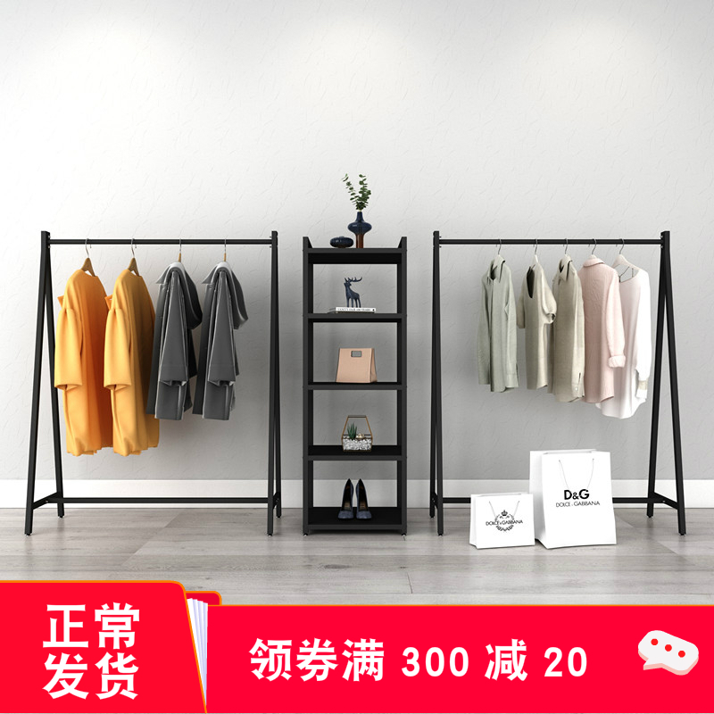 挂衣架落地式服装展示货架金色中岛架服装店家用单杠服装架陈列架