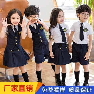 幼儿园园服夏装韩版男女儿童毕业照礼服套装学R院风班服小学生校