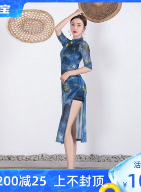 古典舞练功服女2021新款民x国风改良旗袍舞蹈服夜上海旗袍演出服
