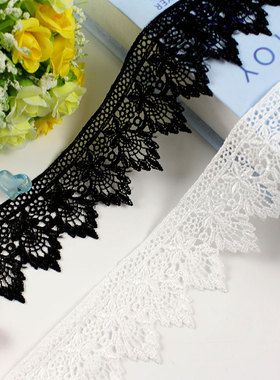 5cm宽黑白色蕾丝缕空辅料服装裙边袖边加长花边布料装饰优质涤光