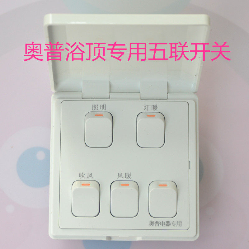 正品AUPU奥普浴霸五联 5开按钮